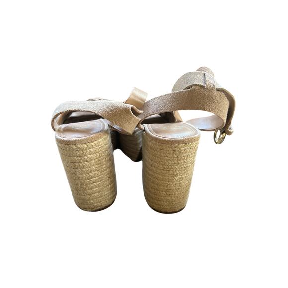 Marc Fisher Beige Woven Suede Odilia High Heel Platform Sandal sz 8.5 - Picture 3 of 4